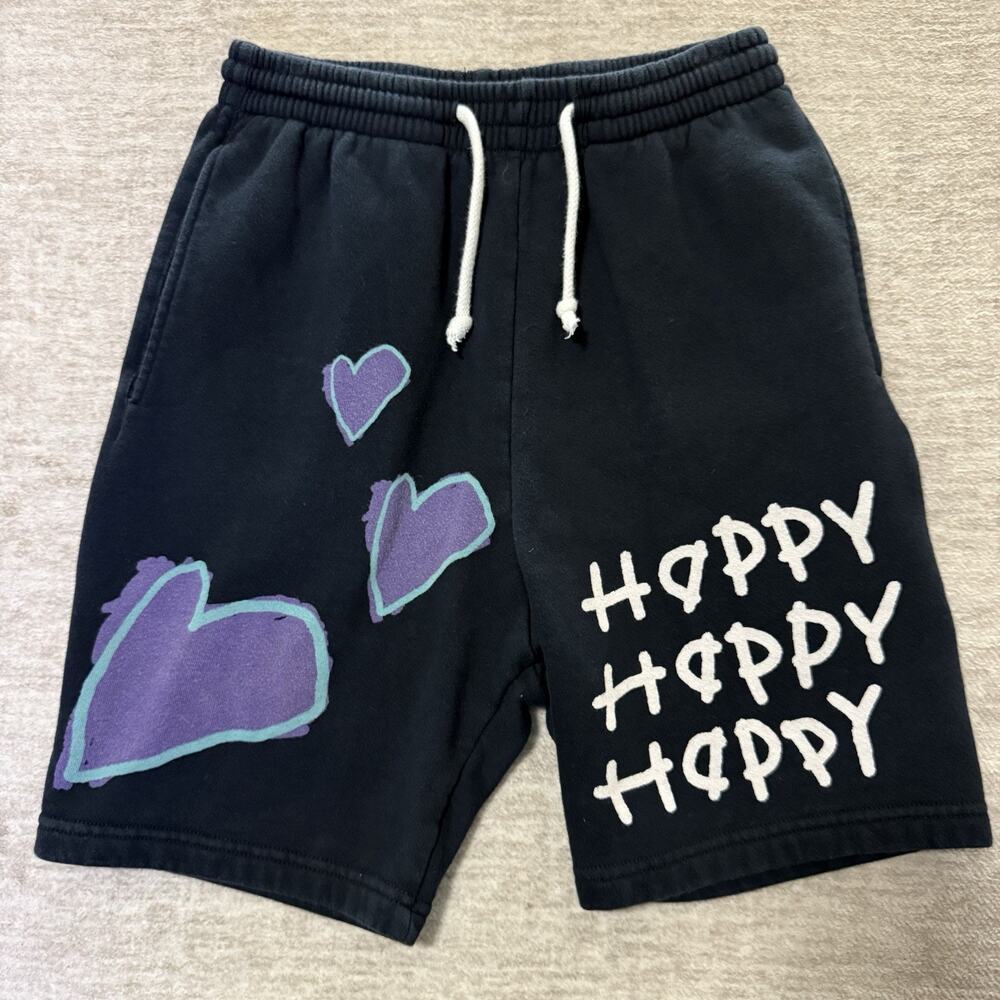 After School Special "Happy" Black Sweat Shorts - Size Small - Limited Drop